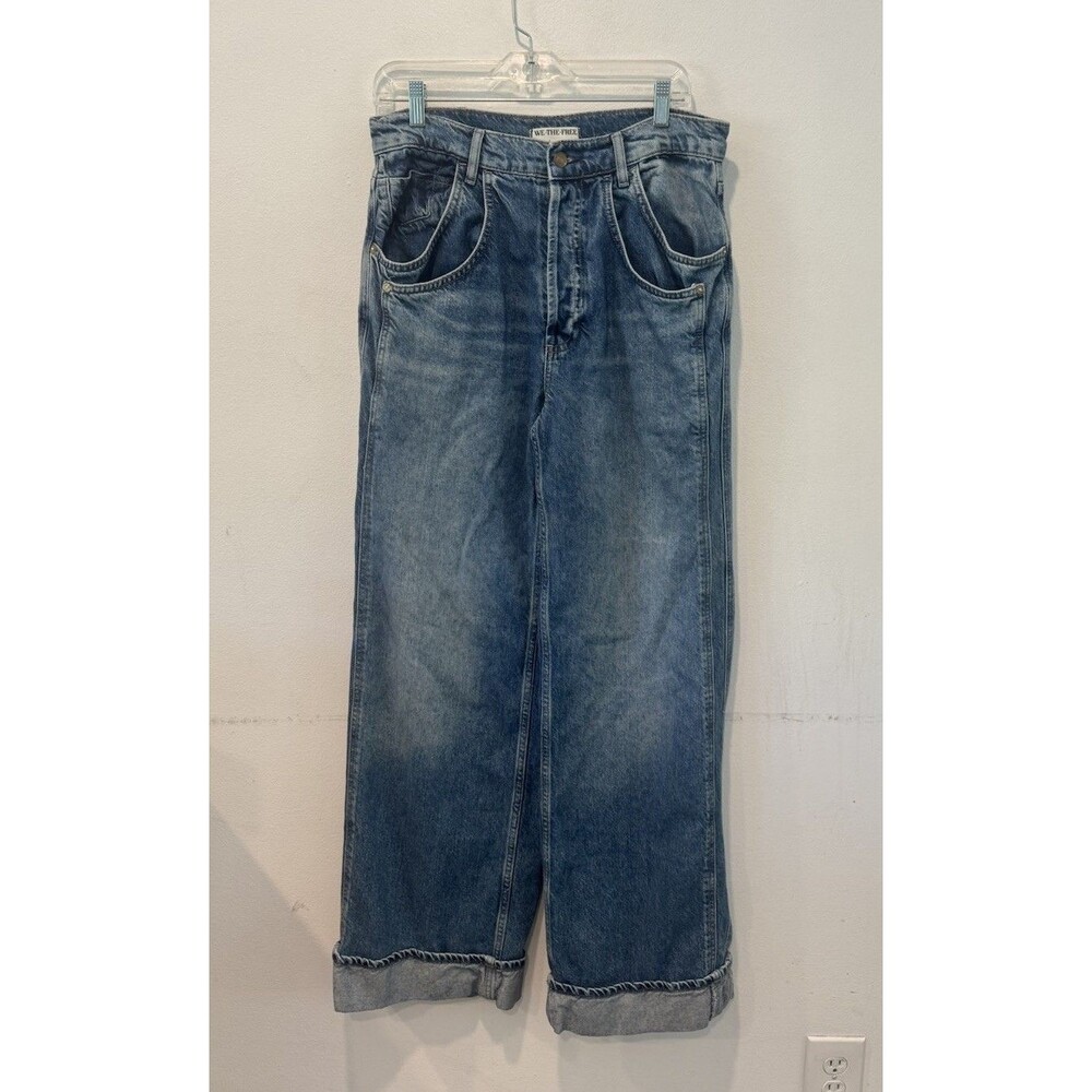We The Free Final Countdown Cuffed Low Rise Jeans Free People Blue 27 - Picture 5 of 15